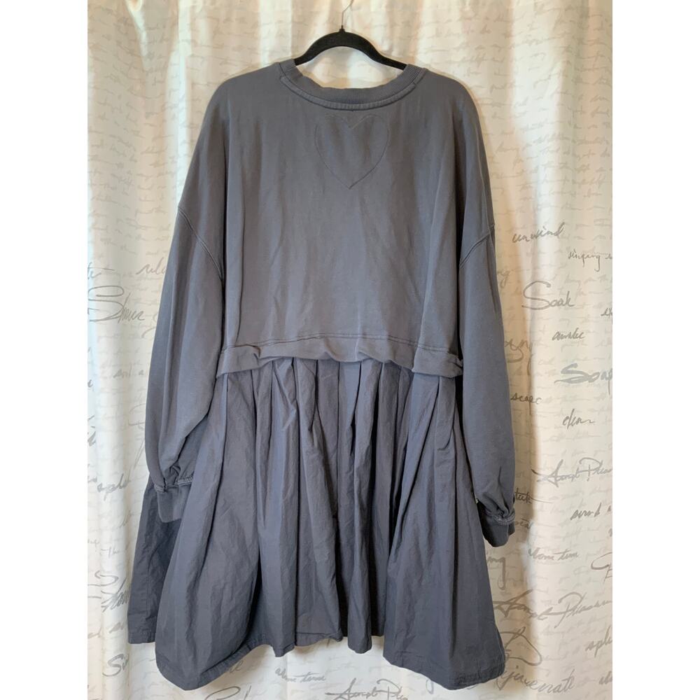 Free People Oversized Grey Sweatshirt Dress XL Lagenlook Boho Chic - Picture 2 of 3